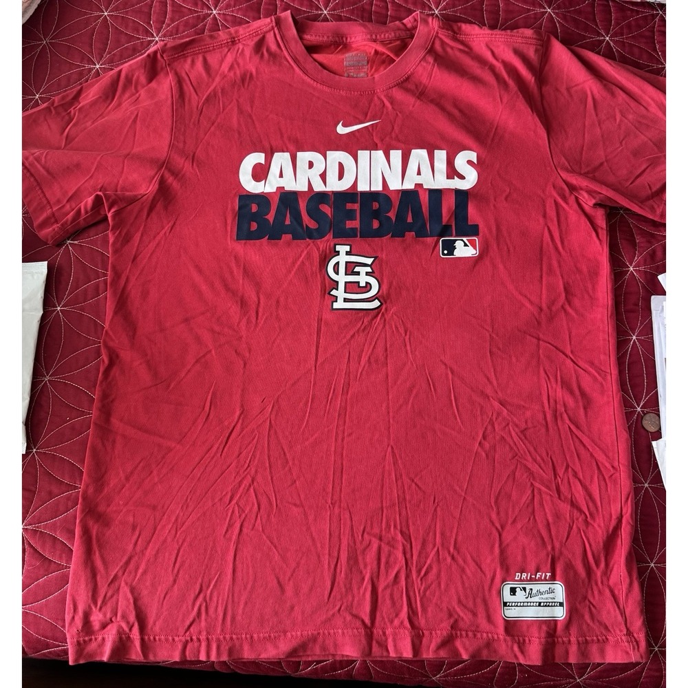 Nike Dri-Fit Men's Red St. Louis Cardinals MLB Short Sleeve T-shirt Sz Large